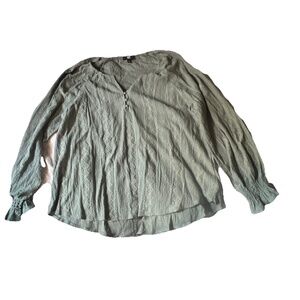 FRYE Womens Sea Green Long Sleeve Textured Blouse Shirt Size Large BR